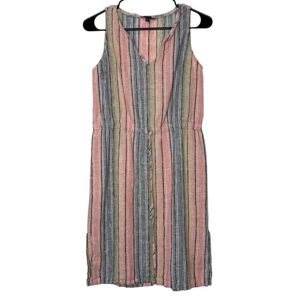 |EUC| DREW {Anthropologie} Agave Striped Linen Blend Tie Waist Dress - Picture 1 of 6